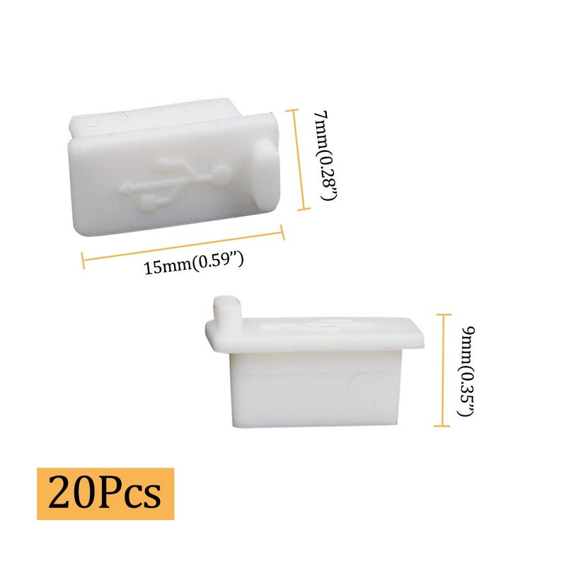 Hitefu Yoohey 20PCS Silicone USB A Type Female Anti Dust Cover Plug Protector Stopper Cover (White) - Image 2